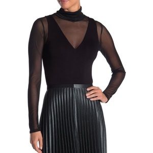 Socialite Mesh Turtleneck Bodysuit NWOT